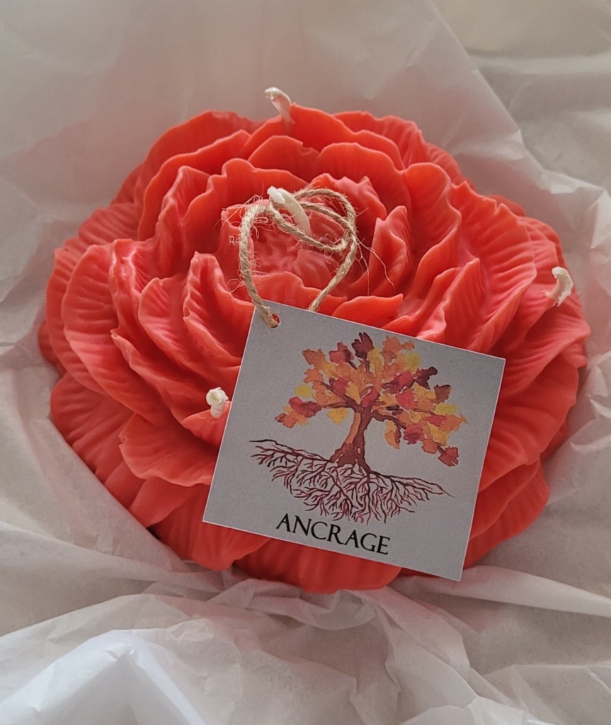 Bougie d'intention pivoine rouge XL