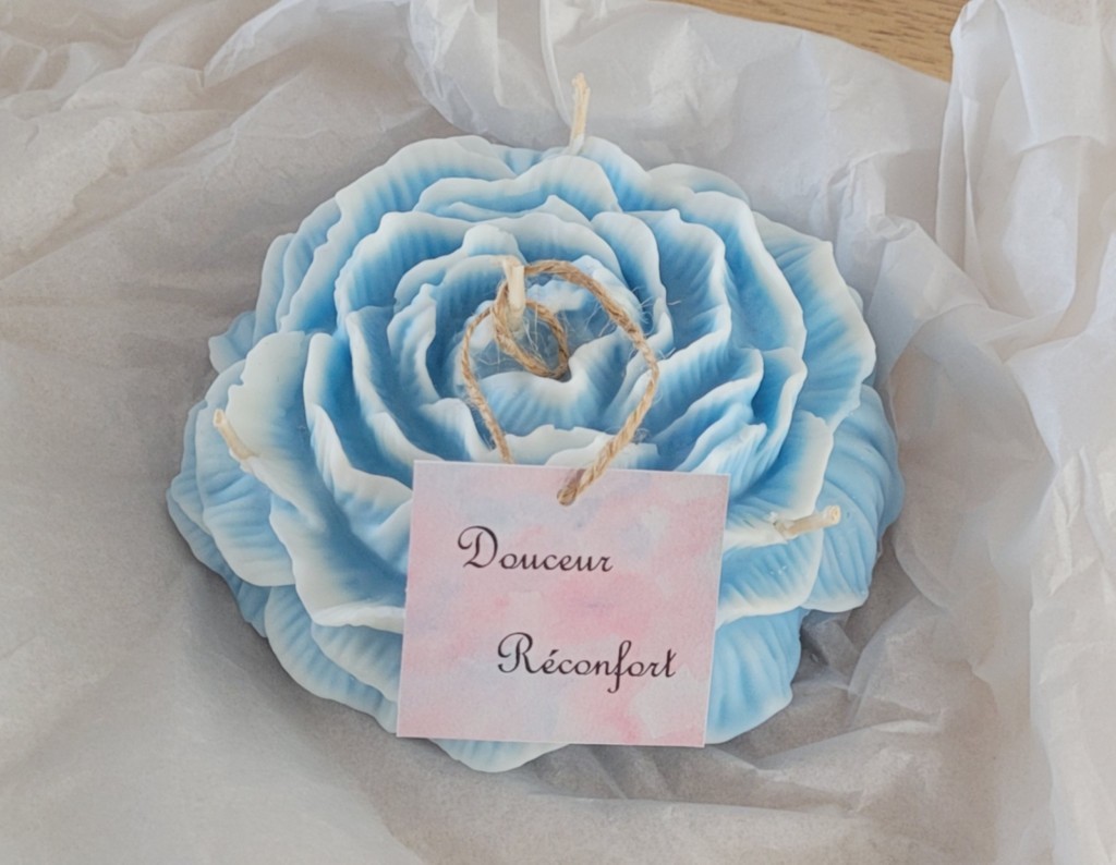Bougie d'intention pivoine bleue XL