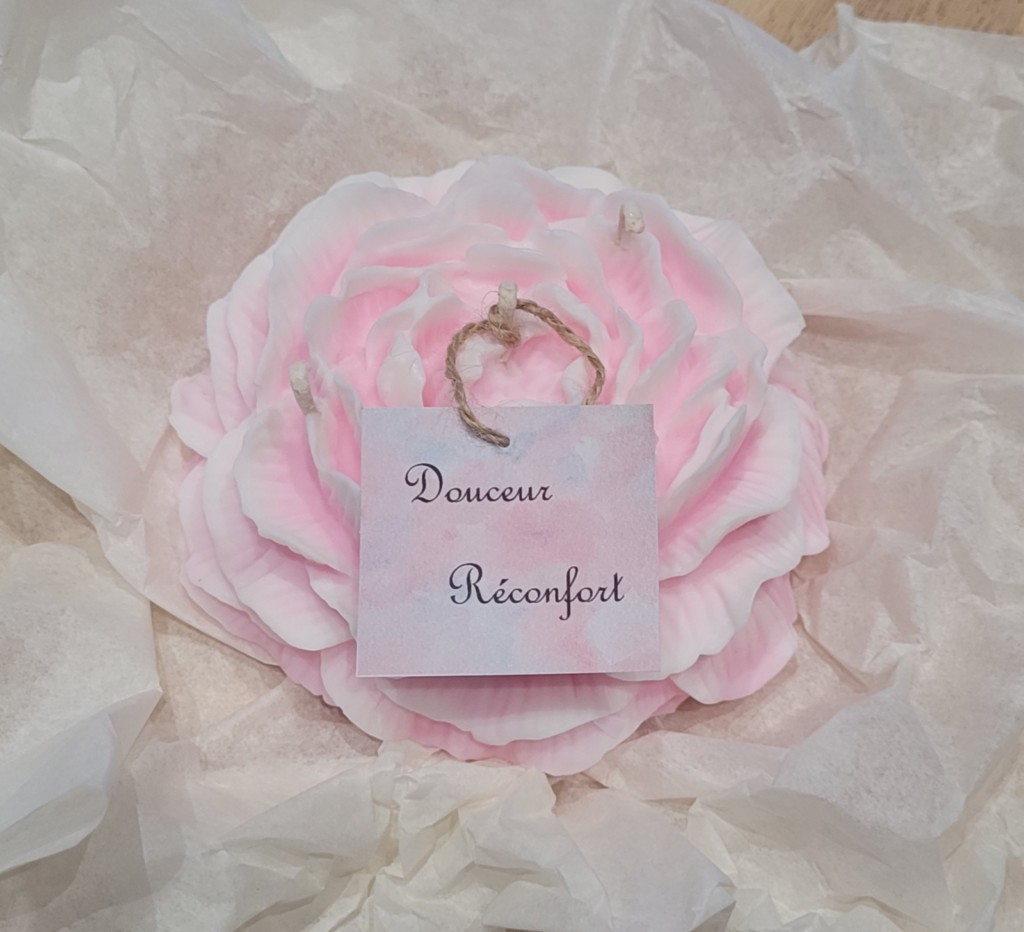 Bougie d'intention pivoine rose XL
