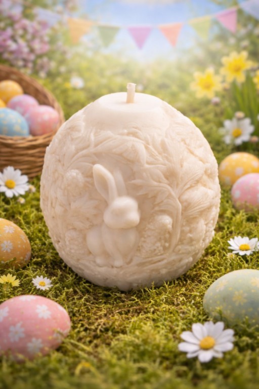 Bougie oeuf de Pâques avec lapins