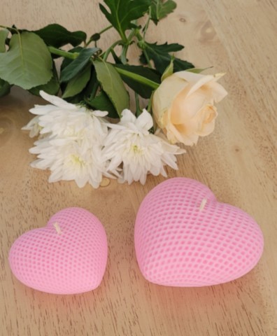 Deux coeurs bougie rose