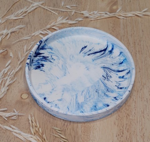 Support bougie marbré bleu