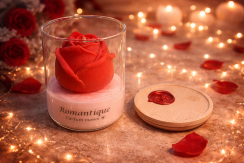 Bougie romantique rouge