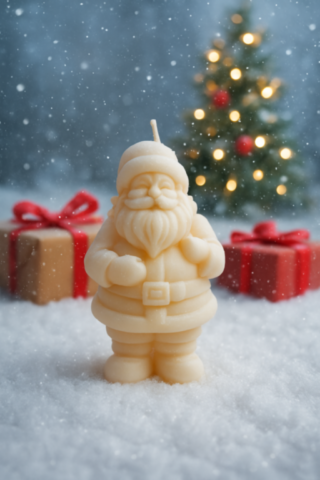 Bougie Père Noël et sac cadeaux