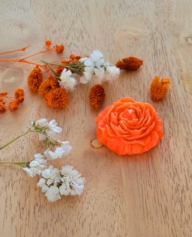 Petite bougie pivoine orange