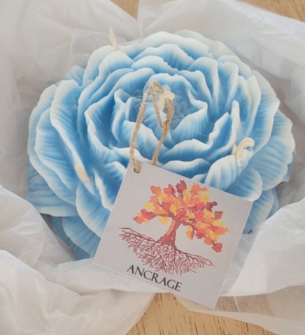 Bougie d'intention ancrage pivoine bleue XL