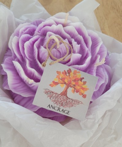 Bougie d'intention ancrage pivoine mauve XL