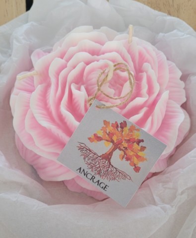 Bougie d'intention ancrage pivoine rose XL
