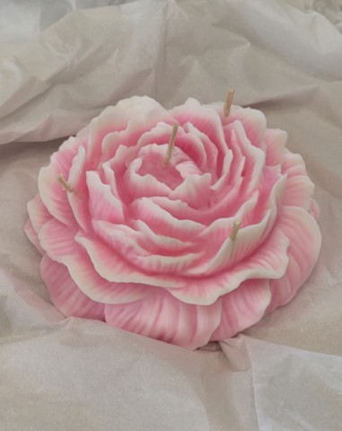 Bougie décoration pivoine rose XL