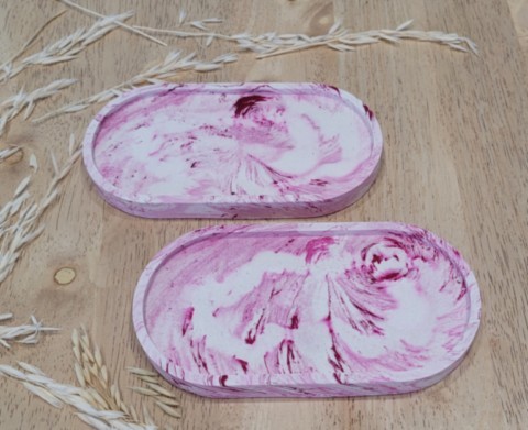 Porte bougie porte savon marbré rose