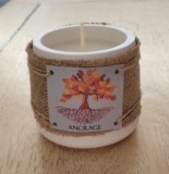 Bougie d'intention ancrage dans moule et toile de jute